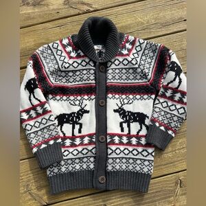 Hatley Gray and White Moose Sweater, kids size 6